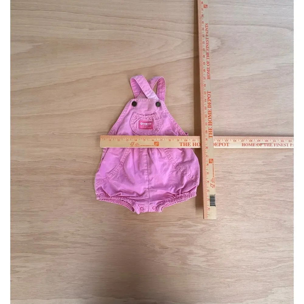 VTG Oshkosh Vestbak Baby Pink Overall Bubble Romper 24M USA Made